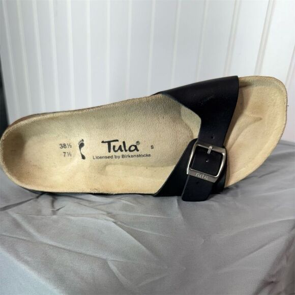 Tula Birkenstock Madrid Black Slide Sandals 7.5 Adjustable Buckle Comfort Boho - Picture 11 of 11